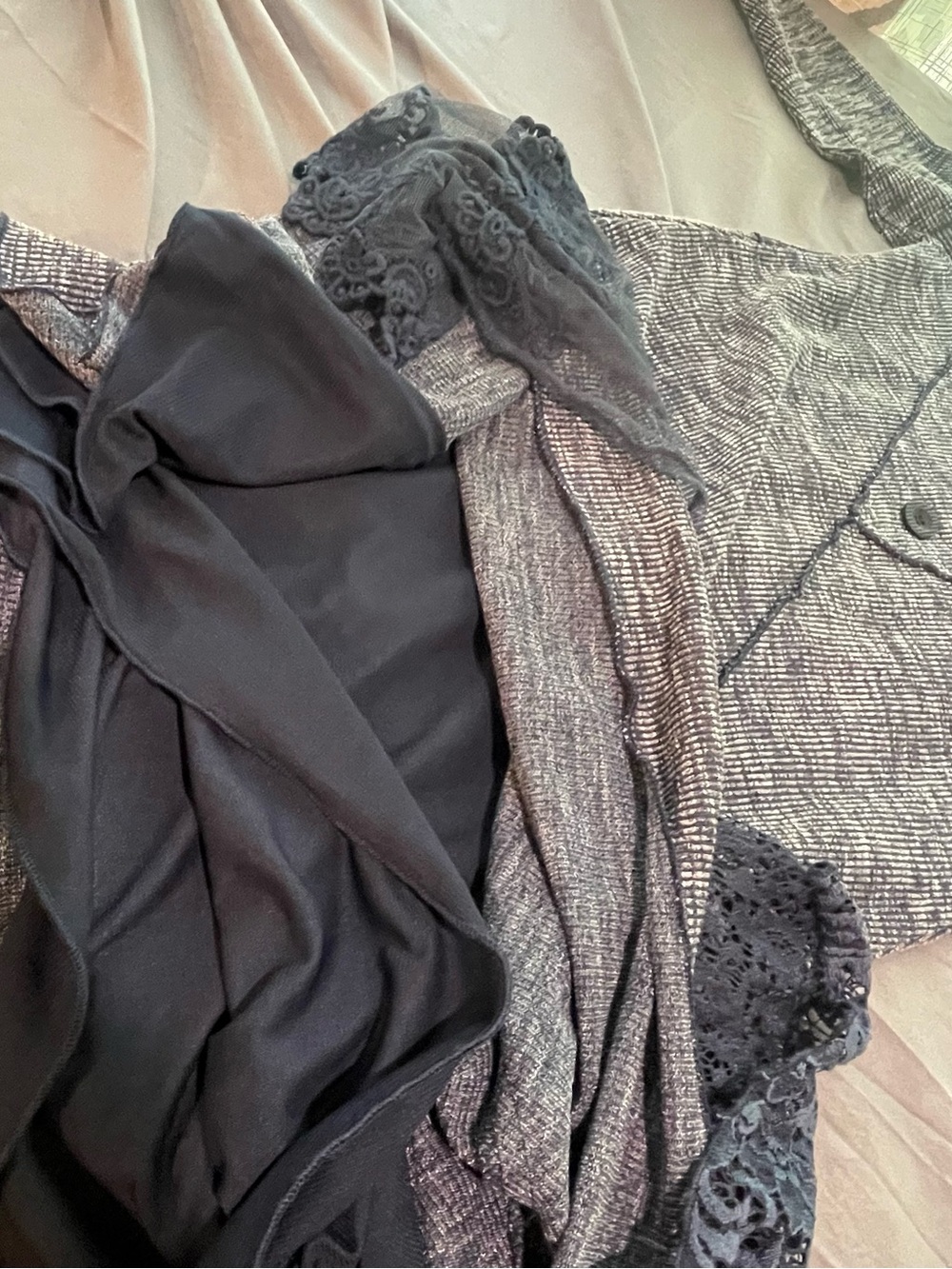 Pretty Angel Navy & Heather Gray Lace-Trim Asymmetrical Knit Dress - Picture 8 of 9